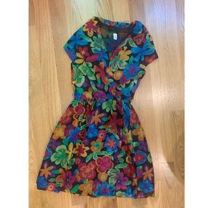 Vintage 1980s silk shawl collar dress, size XS-S